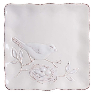 Maxcera Corp Cera Blanca Bird Square Salad Plate 8884797