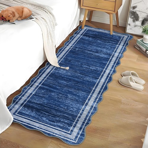 Area Rug Modern Striped Border Accent Carpet Low Pile Indoor Rugs Bedroom - Picture 6 of 29