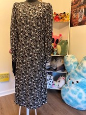 LOFT Women's Black Floral Three Quarter Sleeve Midi Dress Size 4