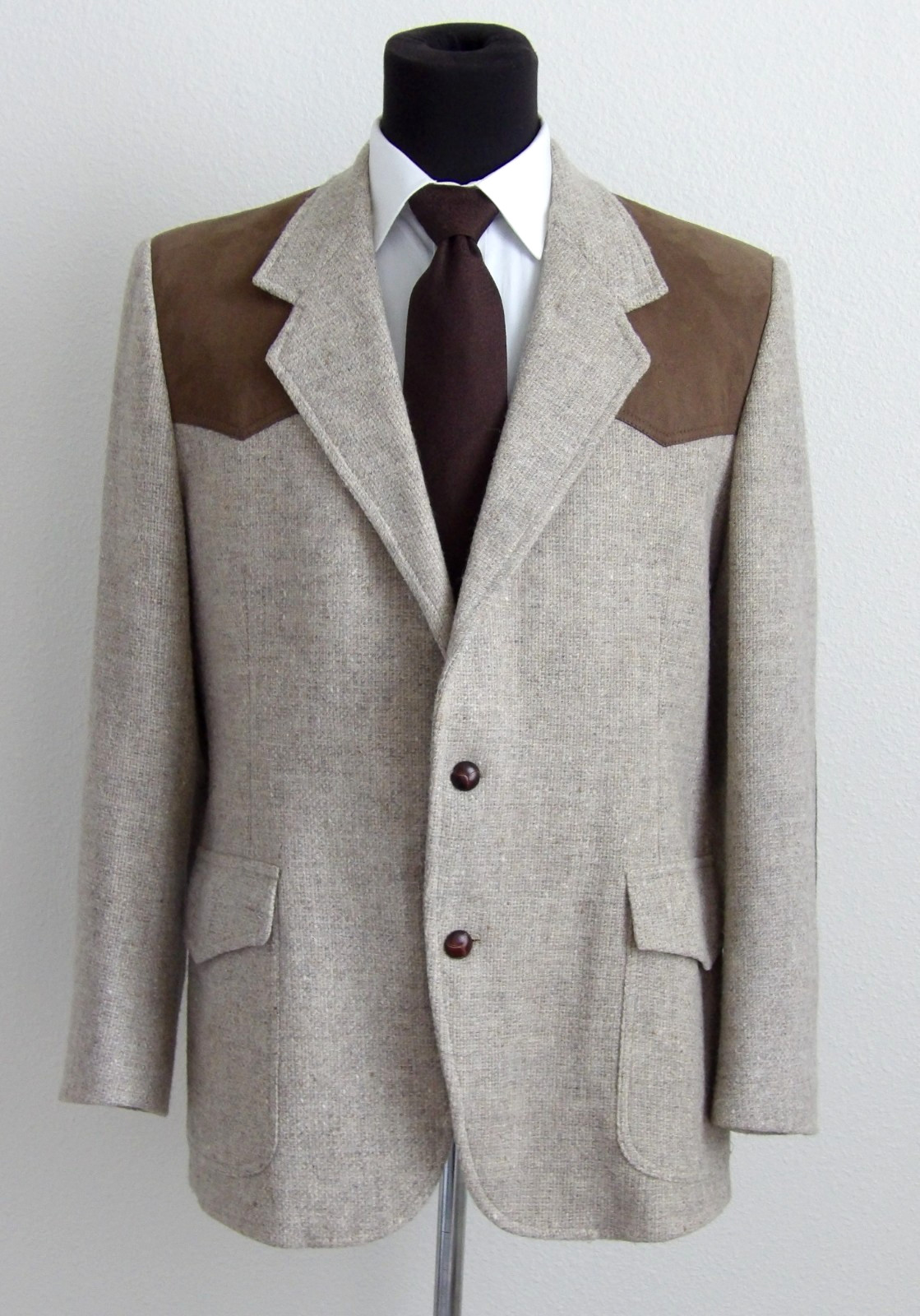 Pendleton western jacket 2btn center vent beige h… - image 3