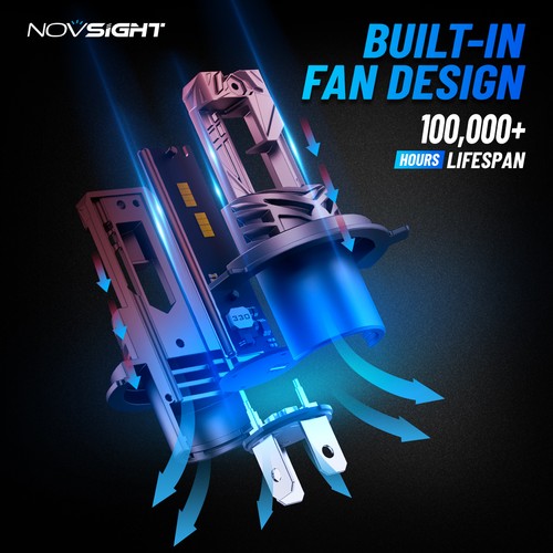 NOVSIGHT H4 9003 LED Faros Luz Alta Baja 6500K Blanco Plug and Play - Imagen 8 de 14