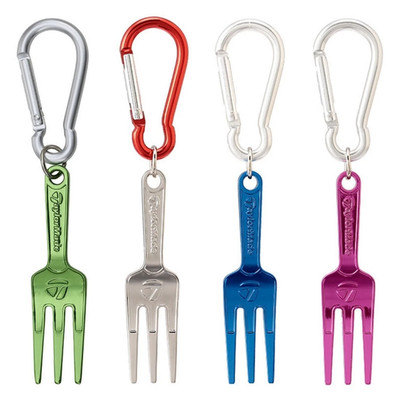 TaylorMade Green Fork Divot Tool with Carabiner Golf Pitch Mark Repair Tool