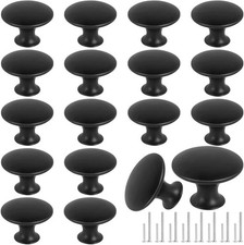 18 Piece Drawer Knobs, Black Cabinet Knobs with Screw, 30Mm Drawer Pulls for Dre