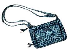 Vera Bradley Crossbody Bag Purse Quilted Blue Moroccan Cuban Tile Pattern Boho