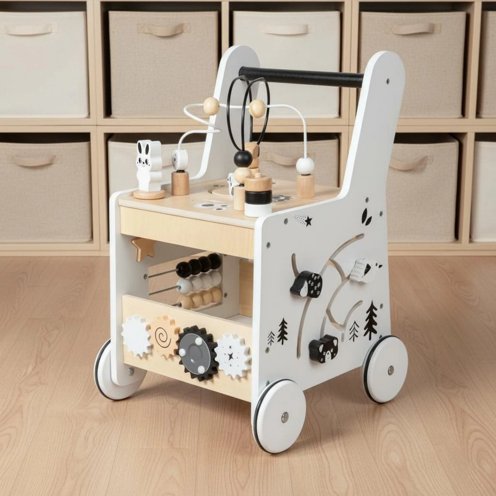 Multifunction Baby Mobility Trolley Sturdy Wood Wooden Baby Mobility Trolley
Opens in a new window o