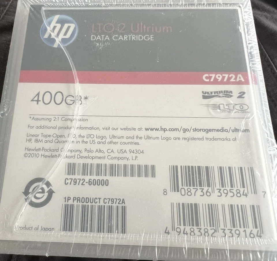 HP C7972A LTO-2 Ultrium Data Cartridge Tape 400G LTO2 *NOS/NEW Still Sealed* - Image 2 of 3