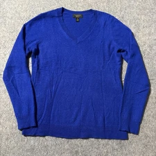 Cashmere Charter Club Sweater Womens Medium Blue Long Sleeves V Neck Luxury M