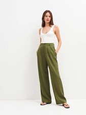 Reformation Mason Pear Green Wide Leg Tencel Trouser Pants Petite 0P