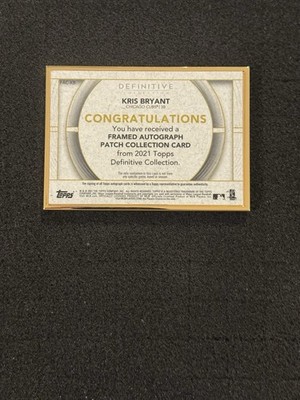 1of1 toppsarchivessignature2022クリスブライアント 2021 Definitive Collection Framed #FAC-KB Kris Bryant Auto Patch