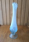 Fenton Lily Of The Valley Swung Vase Blue Opalescent 10 in.