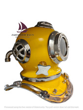 ZAIN 9 Inch U.S. Navy Mark V Diving Helmet Replica, Yellow Scuba Decor Valentine