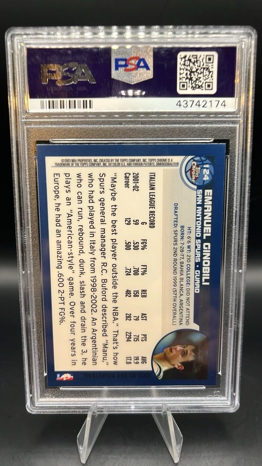 2002-03 Topps Chrome - Emanuel Ginobili #124 PSA 10 - Image 2 of 2