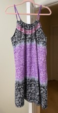 Artsy Dress Purple Floral Coastal Bohemian Island Sundress Beach Women's 3XL