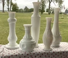 VTG Milk Glass Bud Vases Lot/5 Various Makers & Sizes Opaque White Cottage Core