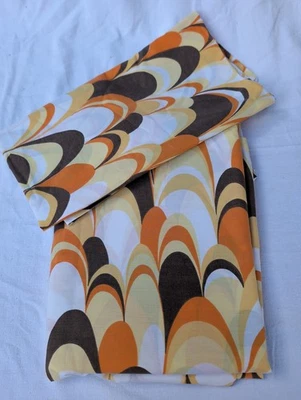 Vintage Bettwäsche Gelb Orange Braun Retro Kissen + Bettbezug Erba 90er Jahre - Bild 1 von 3