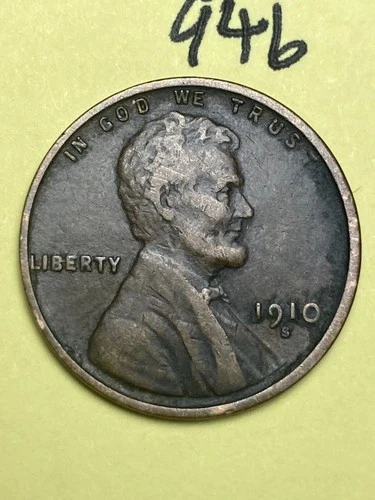 1910-S LINCOLN WHEAT CENT, low mintage date, "Fine" condition #946