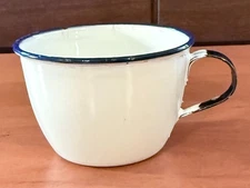 Vtg 1950's Kockums Ker Sweden Enamel 8 cm. Cup Original Patina 3.25" Dia 2" Tall