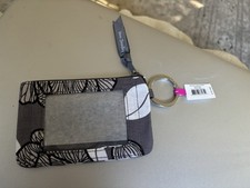 Vera Bradley Coin Purse Moon Shadow Meadow NWT Makeup Lipstick Travel Gray White