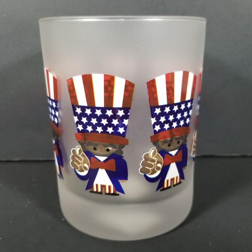Culver Uncle Sam Patriotic Old Fashioned Rocks Glass Frosted Whiskey Tumbler LN - Picture 2 of 6