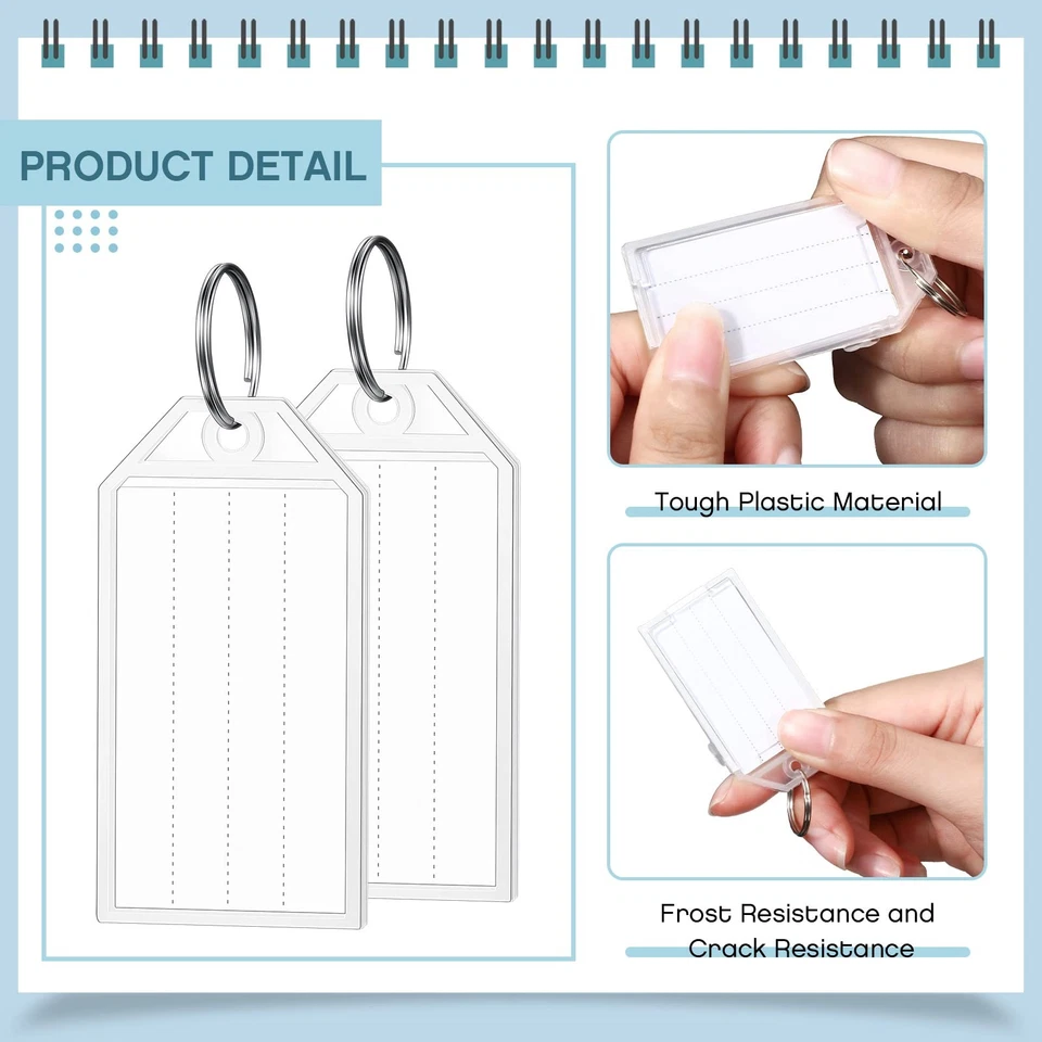 200 Pack Tough Plastic Key Tags White Item Identifiers with Split Ring Label ... - Image 3 of 4