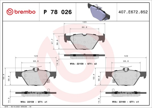Brembo P 78 026 Bremsbelagsatz, Scheibenbremse For Subaru-image