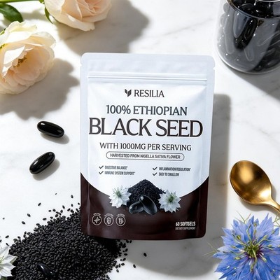 Resilia Ethiopian Black Seed Oil 1000MG Softgels 60 Counts Organic Natural DE