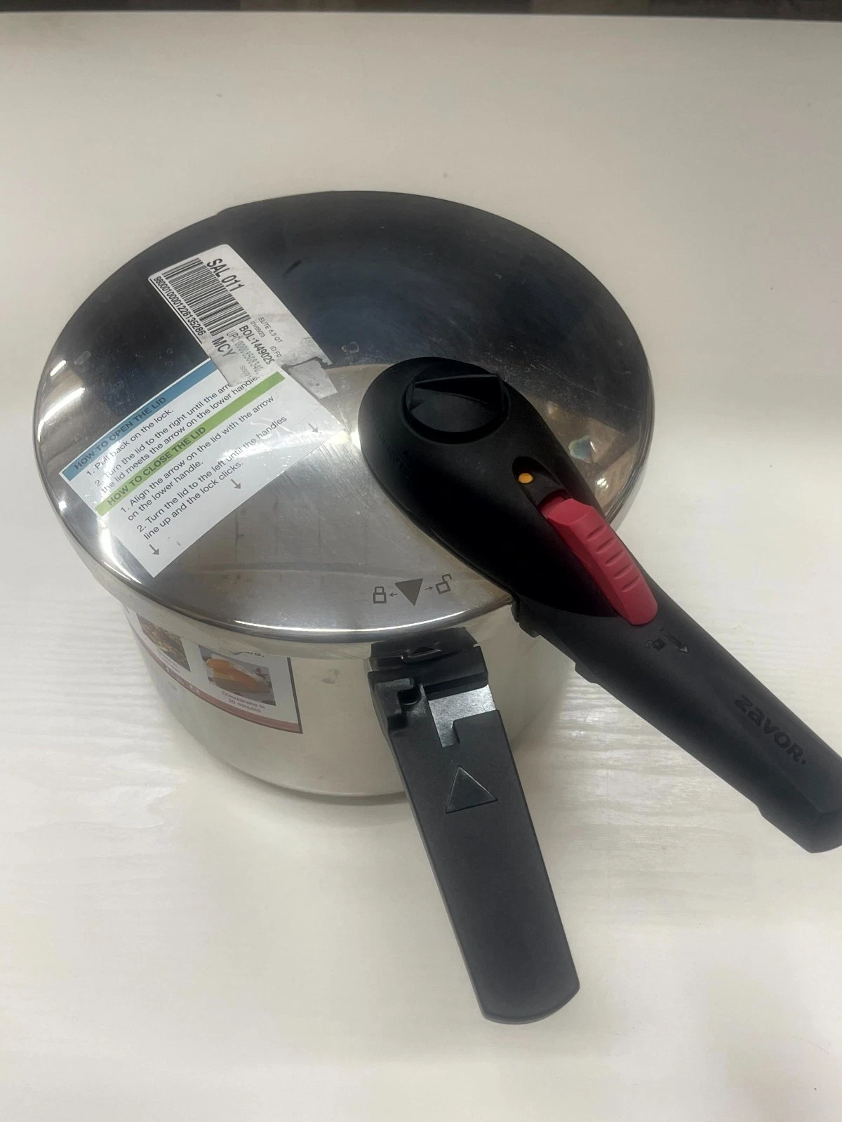 Zavor Elite 6.3 Qt Stainless Steel Pressure Cooker 10" Pot with Lid Fast Cooking