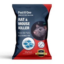Rat/Mouse Poison Paste Bait Pouch 150g - 15 Rodent Sachets-Single Feed Killer BU