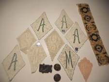 Antique Lot VICTORIAN early 20th Malfred LINEN kite Cotton napkins BUTTON buckle