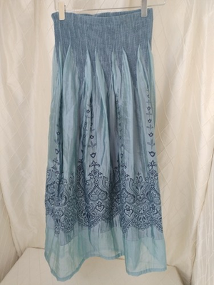 #ad Blue Women#x27;s Embroidered Convertible Skirt Dress Size Large $29.99
