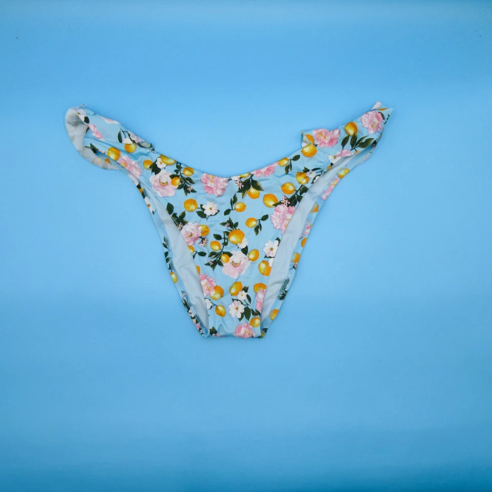 Biquíni Victorias Secret XXL azul floral limões corte profundo brasileiro natação VS - Imagem 2 de 4