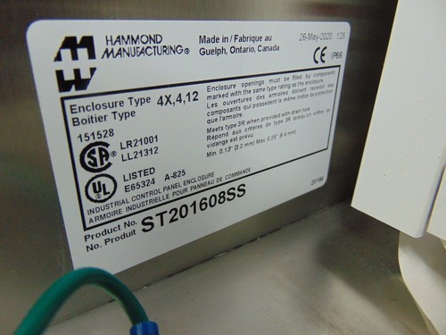 Hammond Boitier Enclosure ST201608SS STAINLESS Including Components 460VAC 3PH - Picture 8 of 12
