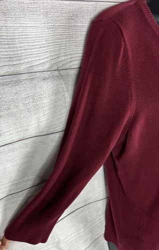 Suéter Cárdigan Clásico FERVOUR ModCloth Talla XL Borgoña Manga 3/4 Cuello en V - Imagen 6 de 10