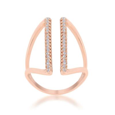 Jena 0.2ct CZ Rose Gold Plated Delicate Parallel Open H Ring