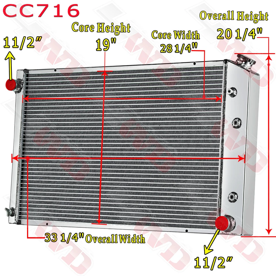 Radiador de 4 filas para camioneta Chevy C10 C20 C30 K10 K20 GMC C1500 C2500 1973-87 7,4 L Foto 3 de 4