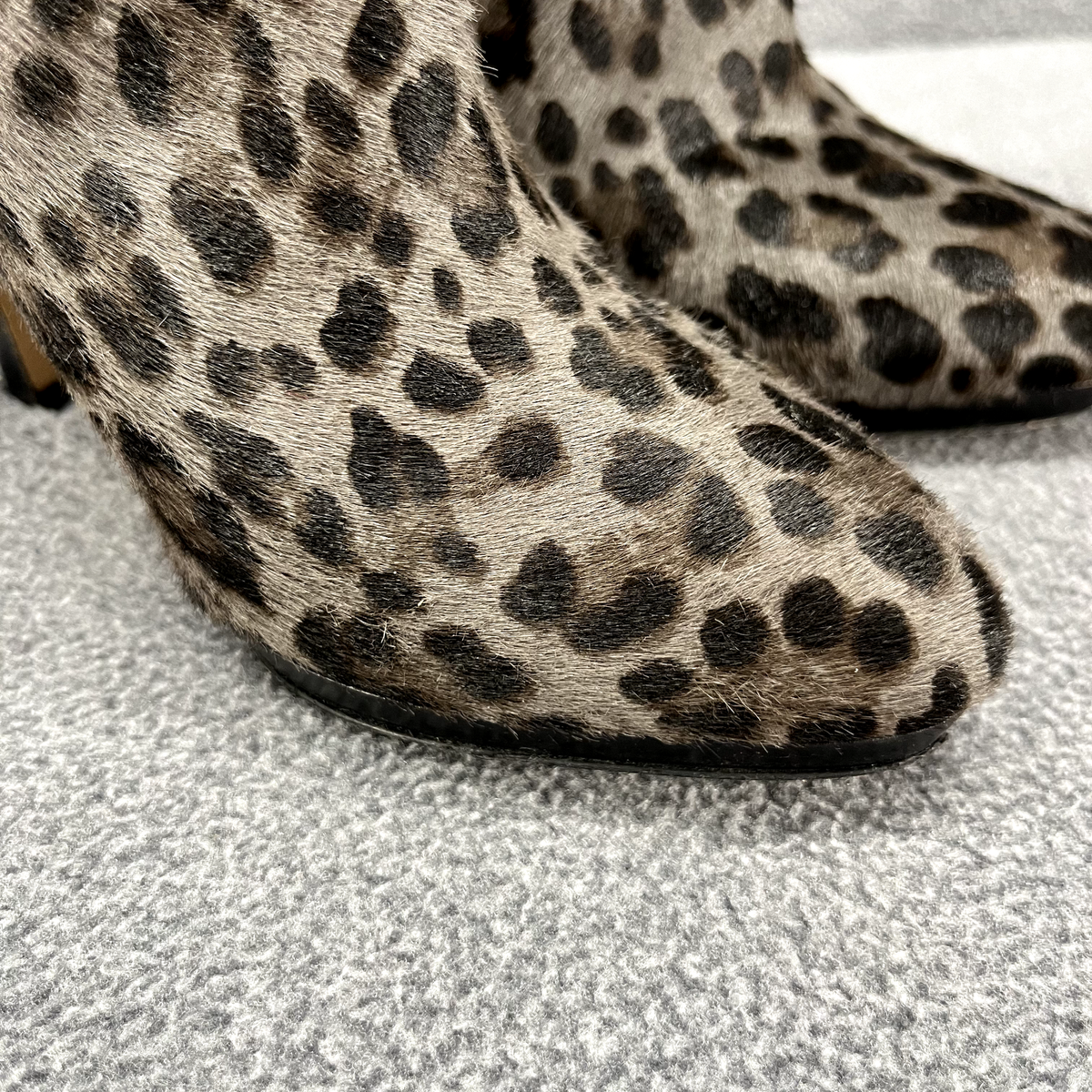 Jimmy Choo Boots Women US 6 EU36 Gray Pony Hair Leopard Print High 