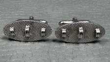 Vintage Triple Arch White Gold Plated Cuff Links
