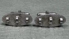 Vintage Triple Arch White Gold Plated Cuff Links