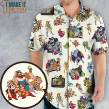 80s Famous Cartoon Characters Pattern Hawaiian Shirt, Unique Hawaiian Shirts