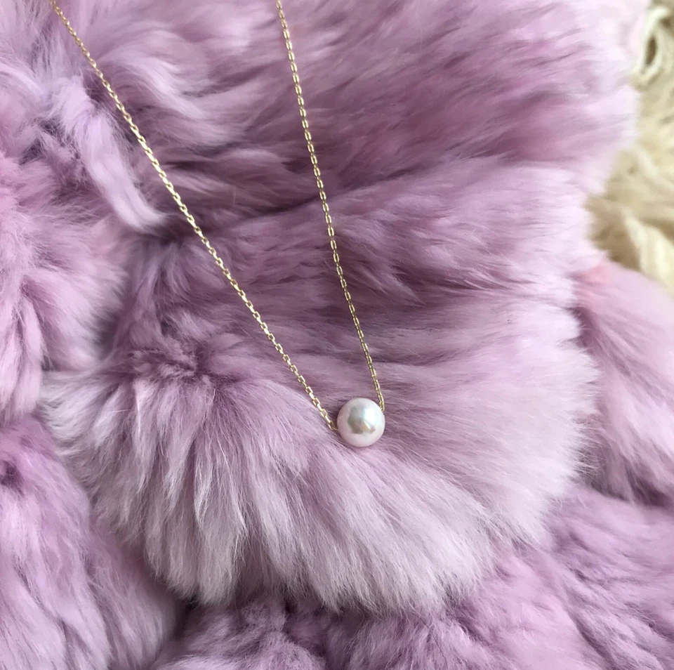 Collar de una sola perla de amor - cadena de oro regalo Foto 4 de 4