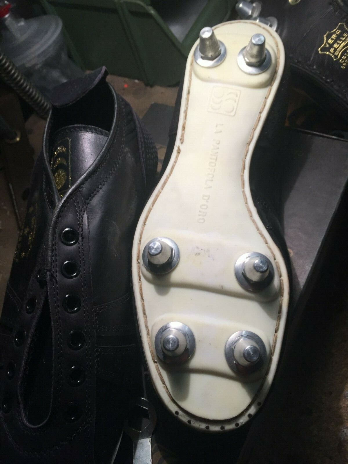 PANTOFOLA D’ORO PANTOFOLA D'ORO TRISTAR SCARPE PELLE CALCIO TACCHETTI ALLUMIN 38 5 39 39 5