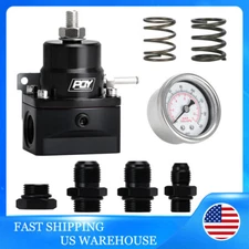 Black Adjustable Efi Fuel Pressure Regulator Bypass Gauge 6AN 8AN Fitting Inject