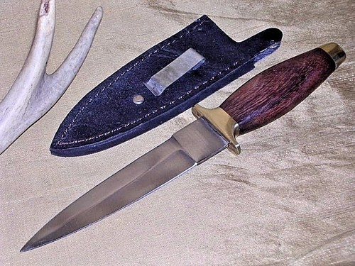 QUICK DRAW WESTERN STYLE HUNTING BOOT KNIFE DAGGER W/ BOOTS CLIP SHEATH LRG. !!!