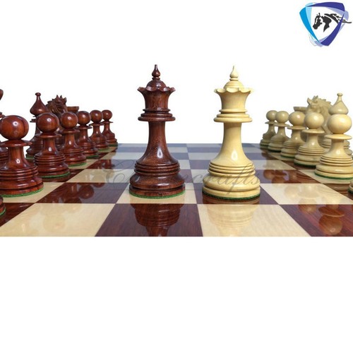 4.4" Luxury Staunton Chess Pieces Set in Bud Rose wood & Boxwood- HADRIAN - Picture 10 of 10