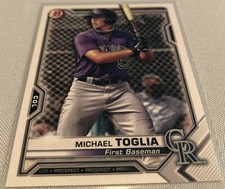 2021 Bowman Baseball Prospects Michael Toglia Colorado Rockies base card #BP-137