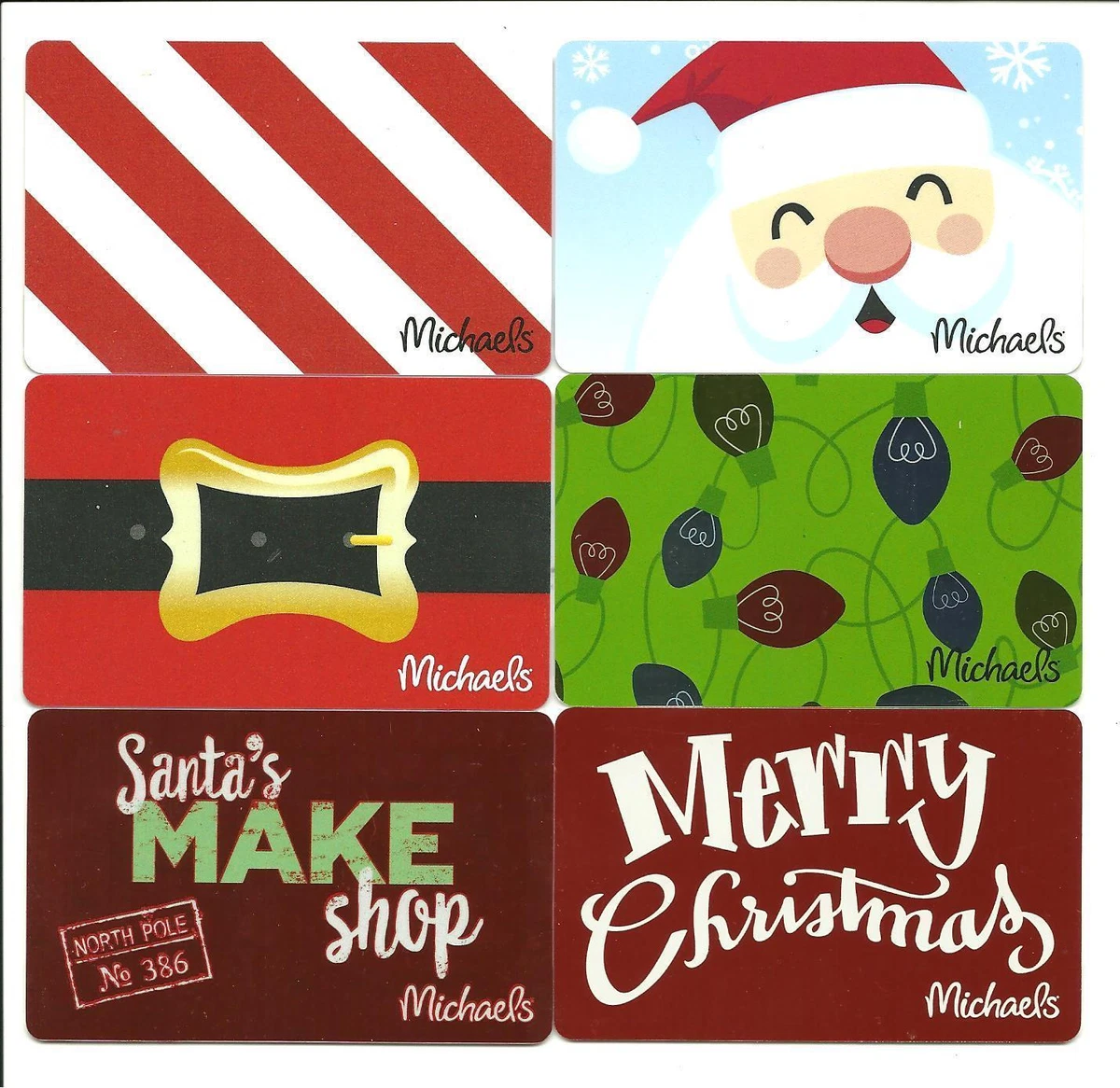Lot 6 Michaels Christmas Holiday Santa Gift Cards No Value