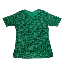 Vintage Nina Ricci Paris Women's T Shirt Top Size L New Green Logo Print