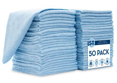 S&T INC. 50 Pack Microfiber Cleaning Cloth, Bulk Microfiber Towel for Home, R...