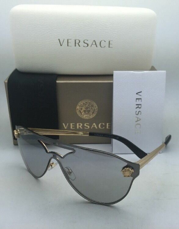 New VERSACE Sunglasses VE 2161 1002/6G Gold & Black Frames w/ Grey