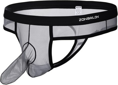 Zonbailon Mens Sexy Sheer Thongs See Through Underwear Pouch Low Rise G-String